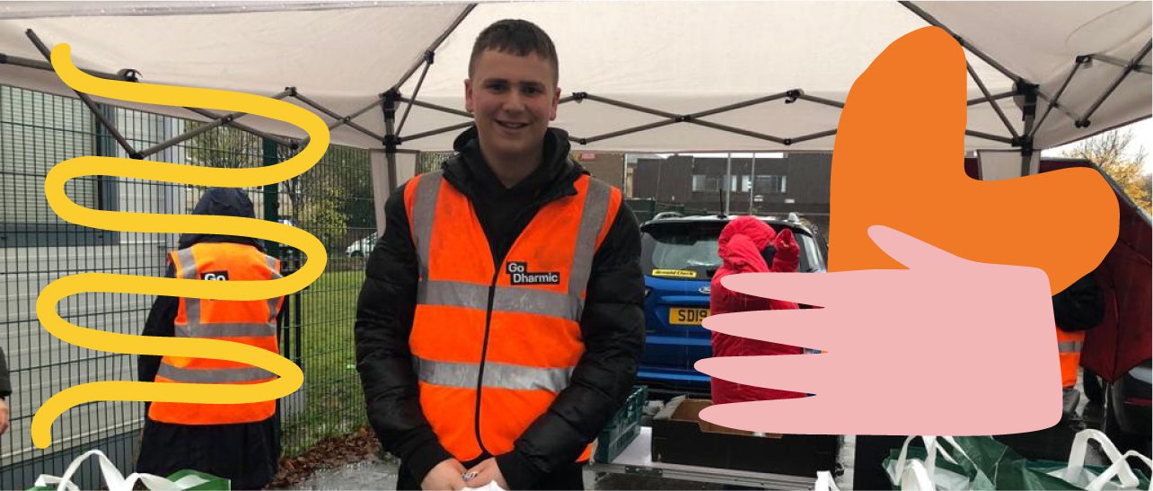 A GoDharmic volunteer, Martin Dover Banner