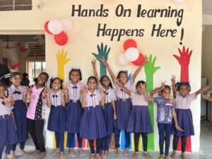 Happy students of the Ratanpur Primary School, Gandhinagar